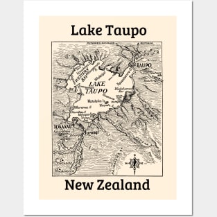 Lake Taupo Map Posters and Art